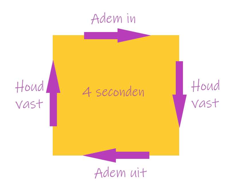 Ademcoach Alphen aan den Rijn geeft je ademhalingsoefeningen zoals box-breathing 4-4-4-4